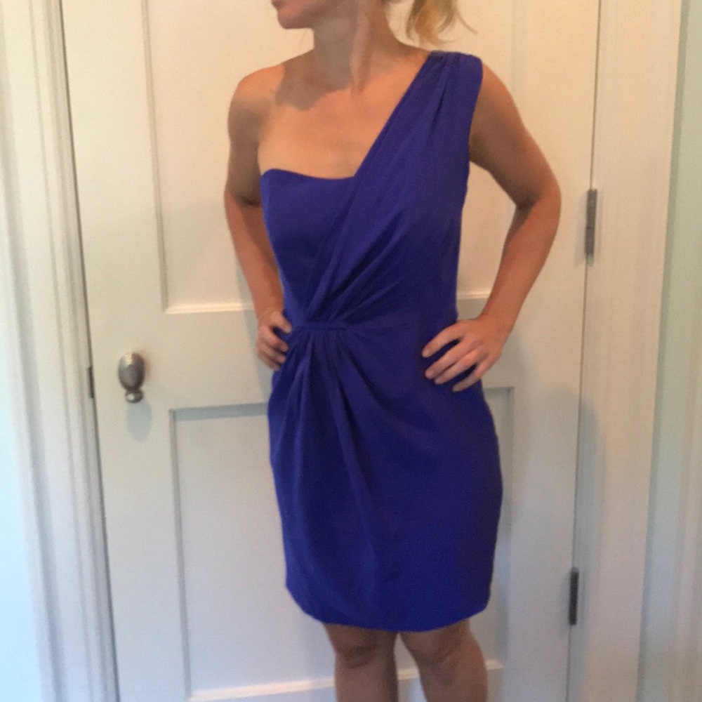 Shoshanna one shoulder blue dress